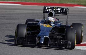 Kevin Magnussen on track.