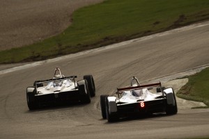 FIA Formula E Test Day, Donington Park, UK. Tuesday 25 August 2015. Stephane Sarrazin (FRA), Venturi VM200-FE-01 & Jean-Eric Vergne (FRA), DS Virgin Racing DSV-01 Photo: Sam Bloxham/FIA Formula E/LAT ref: Digital Image _G7C7987