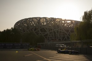 FIA Formula E Championship 2015/16. Beijing ePrix, Beijing, China. Nicolas Prost (FRA), Renault e.Dams Z.E.15 & Lucas Di Grassi (BRA), ABT Audi Sport FE01 Free Practice Beijing, China, Asia. Friday 23 October 2015 Photo: Sam Bloxham / LAT / FE ref: Digital Image _SBL5987